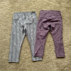 Lululemon Athletica Gray and Purple Leggings Set Form-Fitting and Stretchy